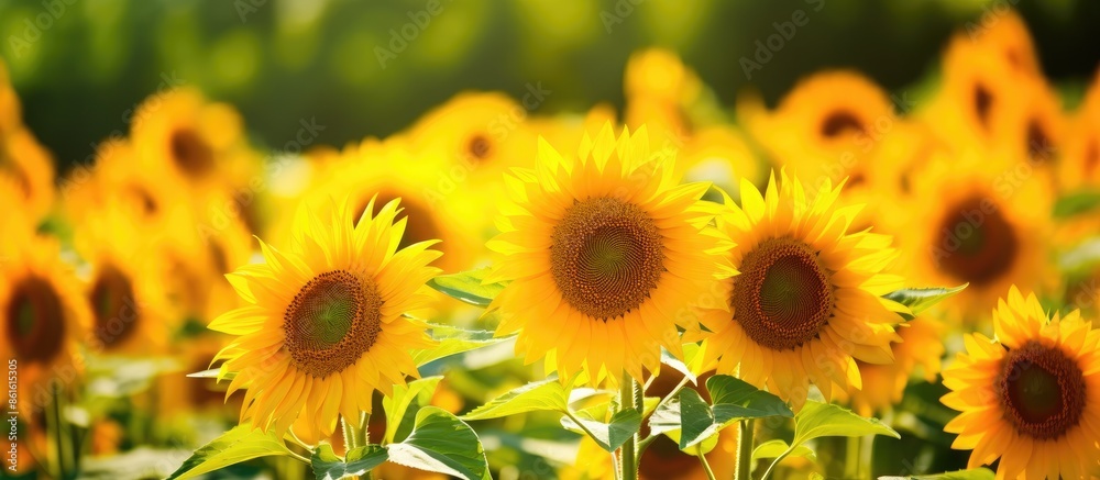 Aufkleber sunflower garden with seeds provides a serene backdrop with a copy space image.