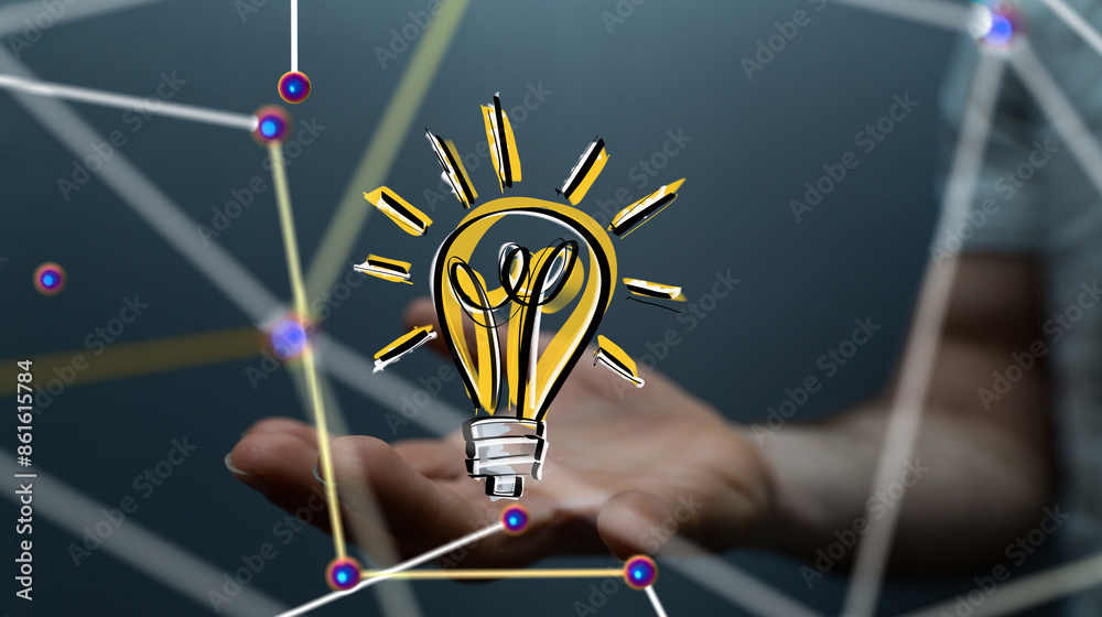 Aufkleber neural network 3d illustration. big data and cybersecurity