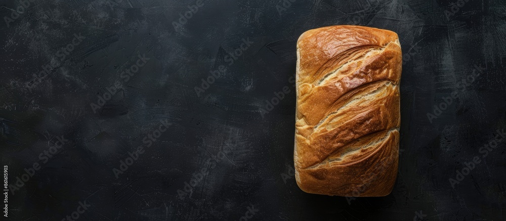 Aufkleber a loaf of fresh bread with copy space image on a black backdrop.