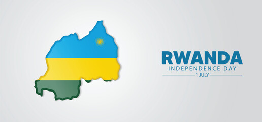 Rwanda 3D flag map vector for Rwanda Independence Day	1 July vector poster