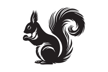 Squirrel silhouette vector art illustration.