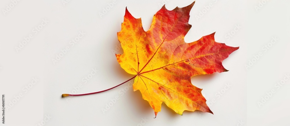 Poster maple leaf in vibrant autumn colors, with copy space image available.