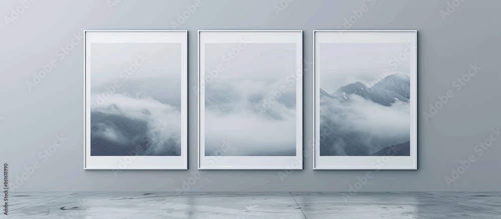 Poster Three poster mockup. Copy space image. Place for adding text or design
