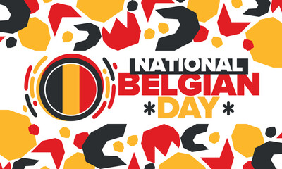 Fototapeta premium Belgian National Day. Belgium Independence day. Annual holiday in Belgium, celebrated in Jule 21. Patriotic design. Poster, greeting card, banner and background. Vector illustration