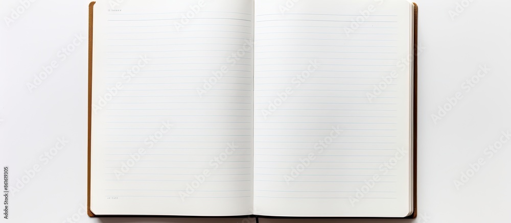 Poster Close-up view of a notebook on a white background with copy space image.