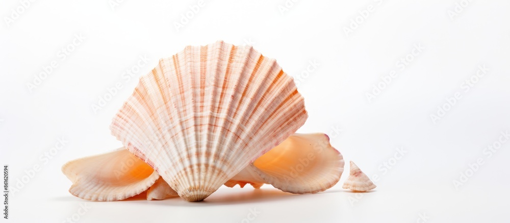 Aufkleber seashell on a white background with copy space image for an article about seashells, ideal for vacat