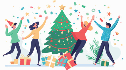 People Celebrate Xmas Party in Office Website Landing