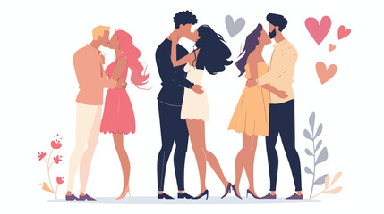 People Kissing and Hugging Landing Page Template Four