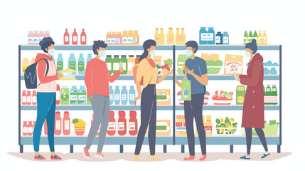 People Visiting Supermarket for Buying Grocery during