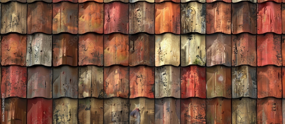 Poster neat arrangement of roof tiles. with copy space image. Place for adding text or design