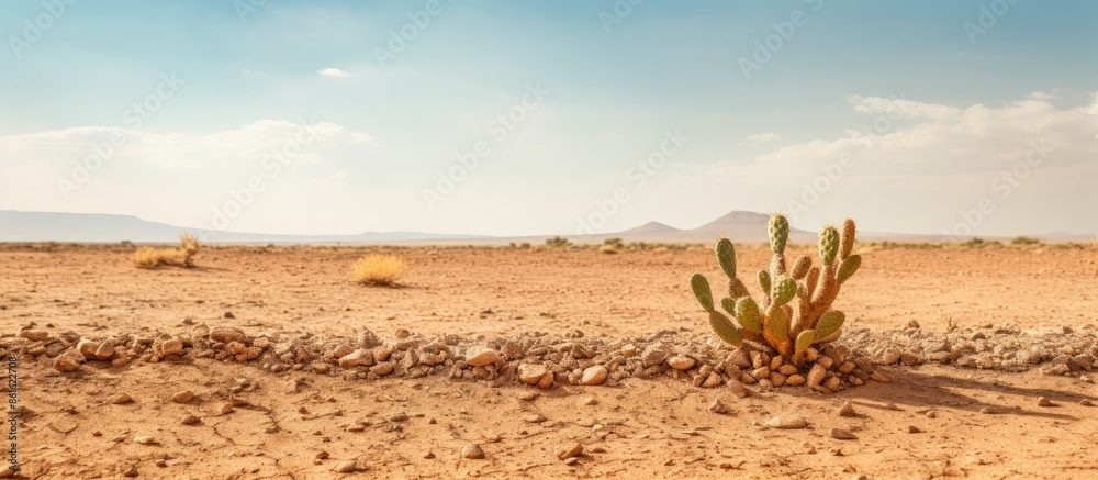 Aufkleber Cactus on arid terrain with copy space image.