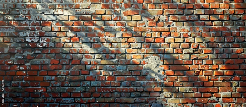 Poster Utilize a brick wall pattern as a backdrop in a photo with copy space image.