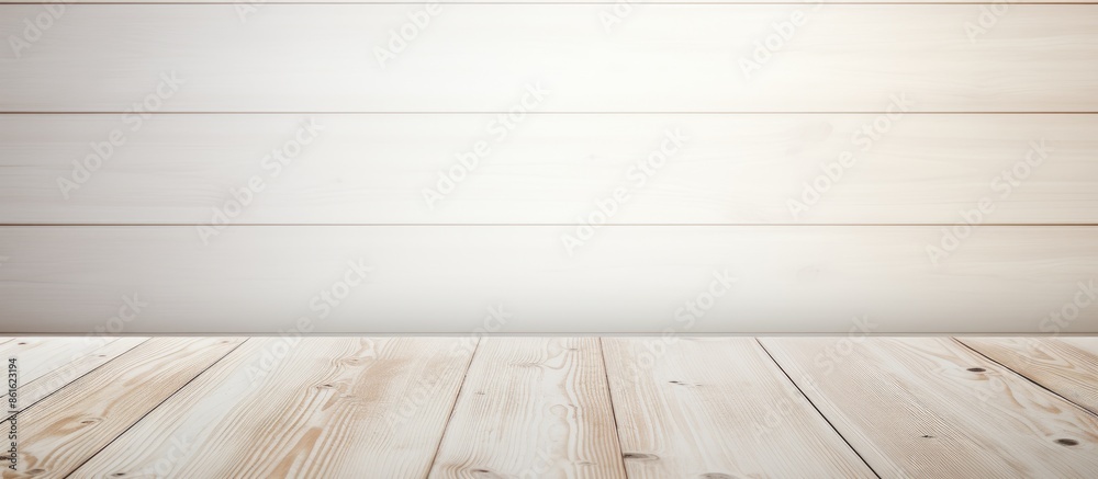 Aufkleber Empty white wooden table with a blurred background for showcasing products in a retail environment, offering a versatile copy space image.