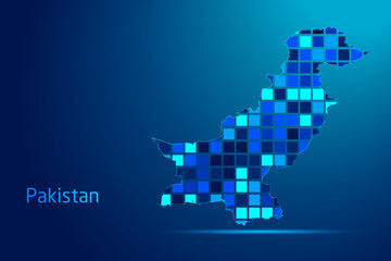 concepts of Pakistan Network Digital Technology Graphic illustration. Blue Color. Internet Futuristic Concept Map.