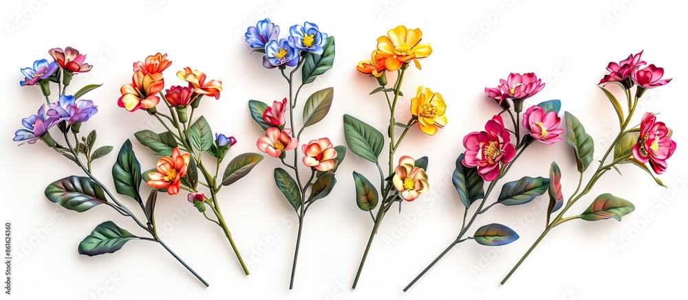 Aufkleber bouquet of plastic flowers. plastic flowers set on white background. with copy space image. place fo