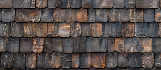 Texture of weathered roof shingles as a backdrop with copy space image.