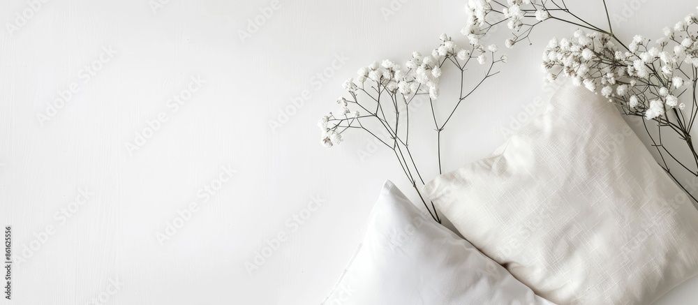 Poster Pillows on white background. with copy space image. Place for adding text or design