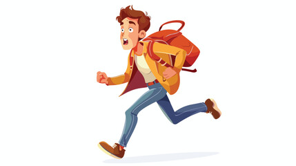 Student Character Late in University Anxious Young 