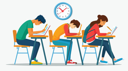 Students Nervously Scribble Answers Anxiety Palpable