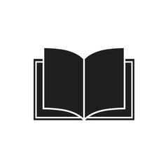 Simple black book icon on white background.