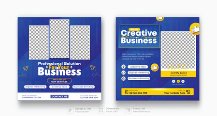 Digital marketing live webinar and business conference social media post design template.