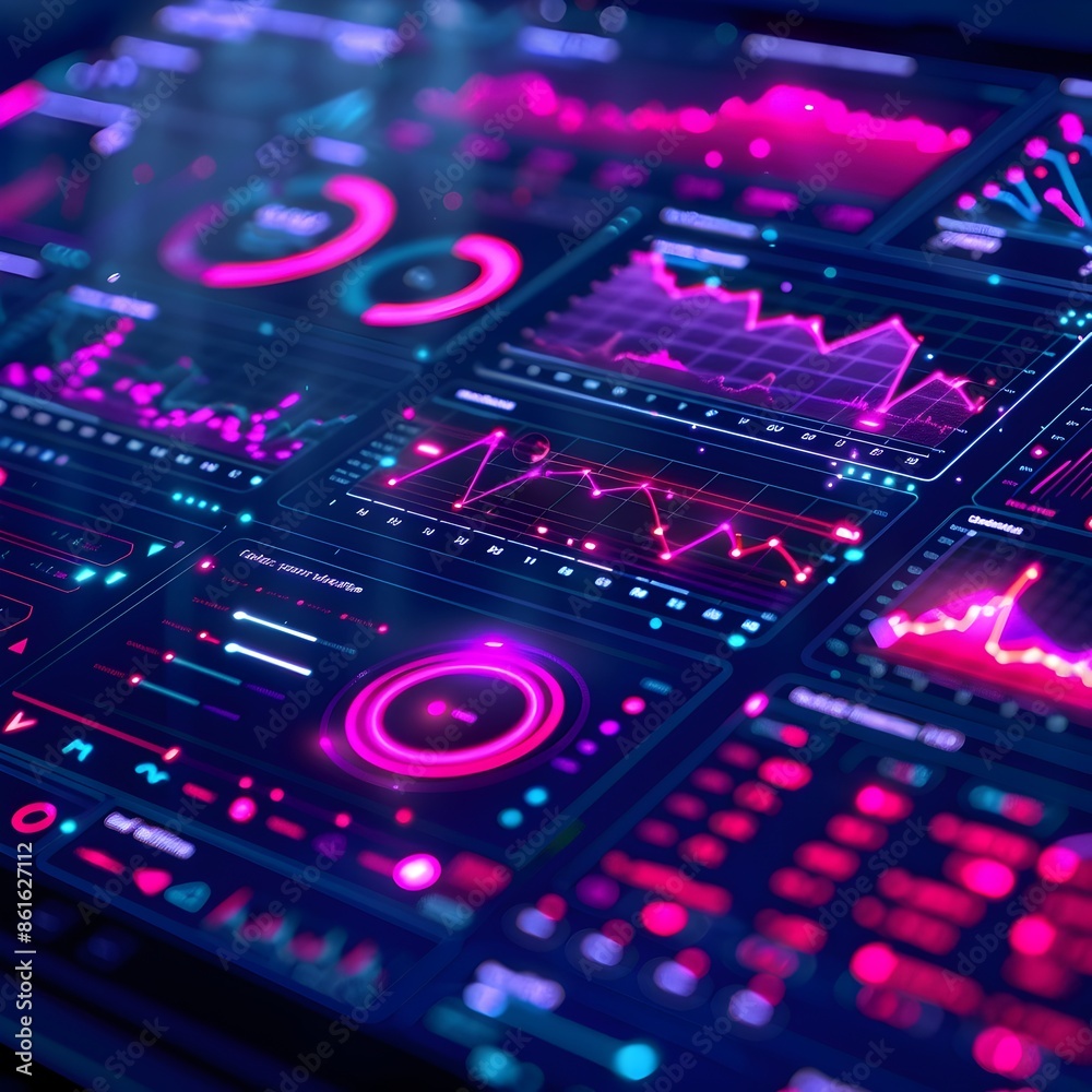 Poster cutting edge digital health dashboard with sophisticated data visualizations and futuristic interfac