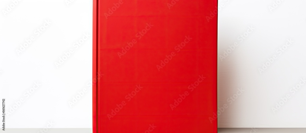 Aufkleber a red book displayed on a white backdrop with copy space image available.