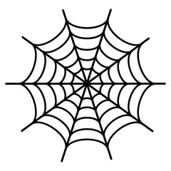 A black spider web with intricate patterns, centered on a white background