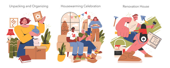 Fototapeta premium Moving House. Flat Vector Illustration