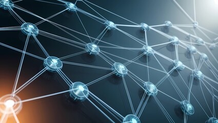 Abstract Digital Network with Connected Nodes and Links Representing Technology and Data Communication in a Futuristic Design