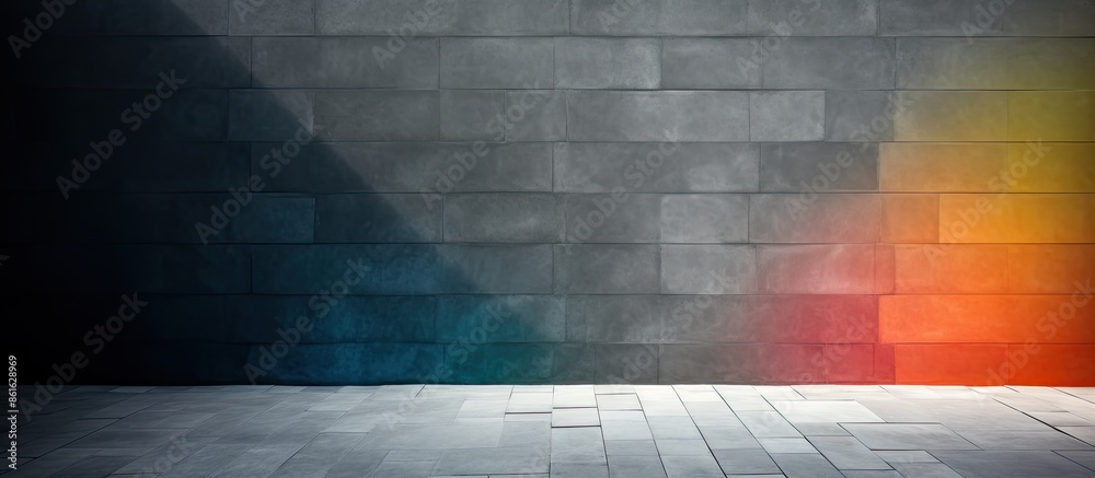 Poster abstract background featuring a black and white textured wall with rainbow refraction and a smoky pl