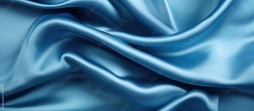 Aufkleber a top view of smooth, elegant blue silk or satin fabric creates a beautiful texture for an abstract 