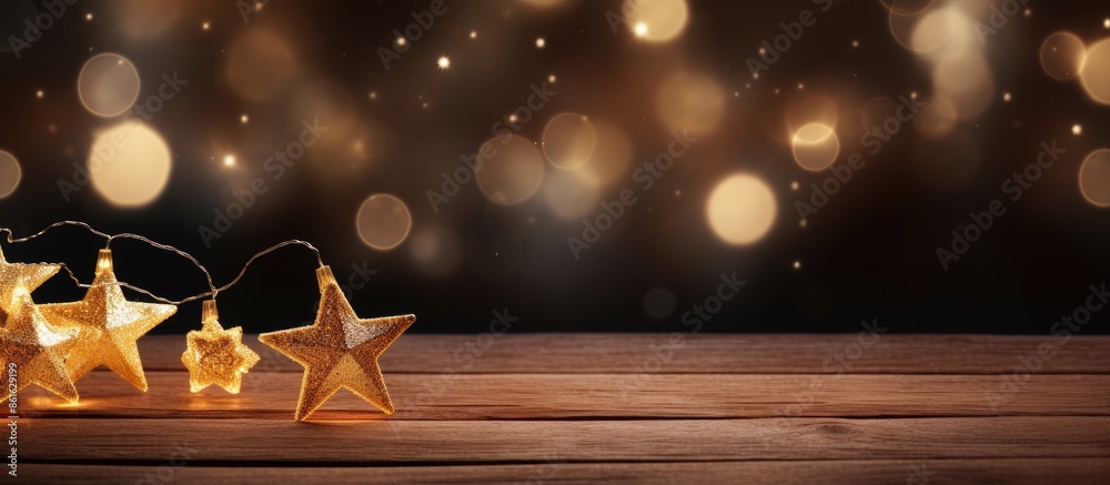 Poster christmas concept with shiny decorations on wooden background with copy space image for both christm