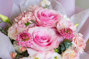 Beautiful pink flower bouquet with rose