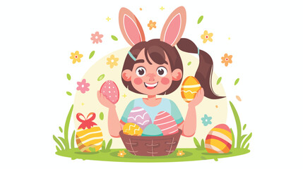 Rejoice in Easter Landing Page Template. Kid Girl 