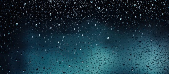 Raindrops on glass against a dark backdrop with copy space image.