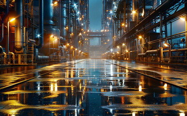 The atmosphere was quiet in the factory when the wet soil was affected by the rain