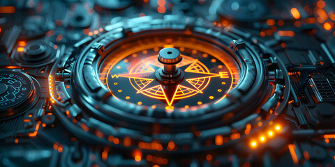 Fototapeta premium A Modern Compass with Luminescent Displays and High-Tech Features for Advanced Navigation