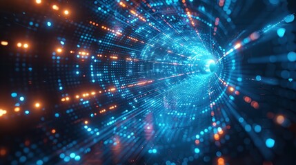 Naklejka premium Digital Tunnel of Light and Data