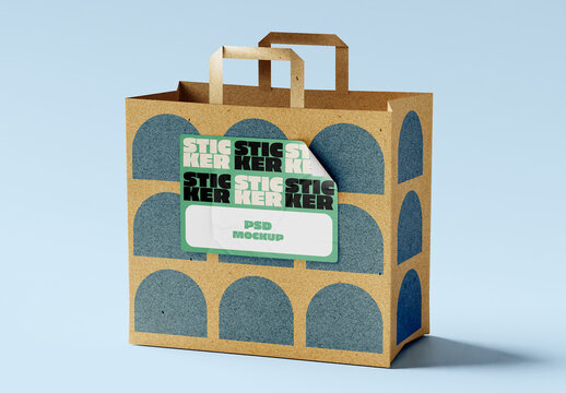 Sticker Cardboard Bag Mockup 