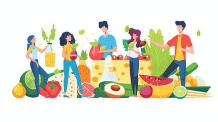 Fototapeta premium Organic Food Choice Vitamins in Products Landing Page