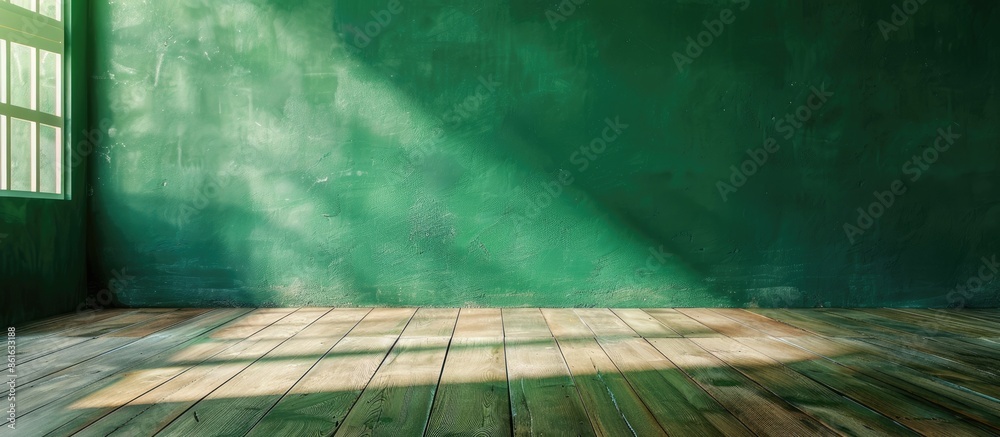 Leinwandbilder green empty room with wooden floor. with copy space image. Place for adding text or design