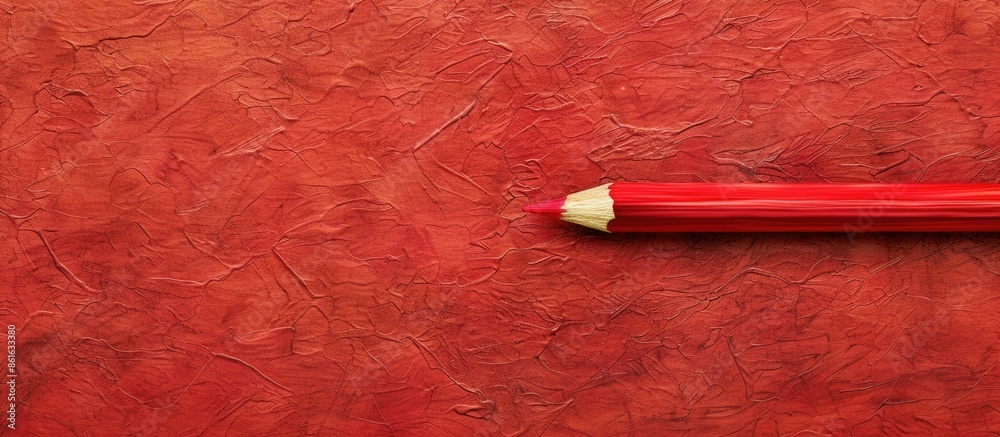 Poster wooden red pencil pastel background abstract. with copy space image. place for adding text or design