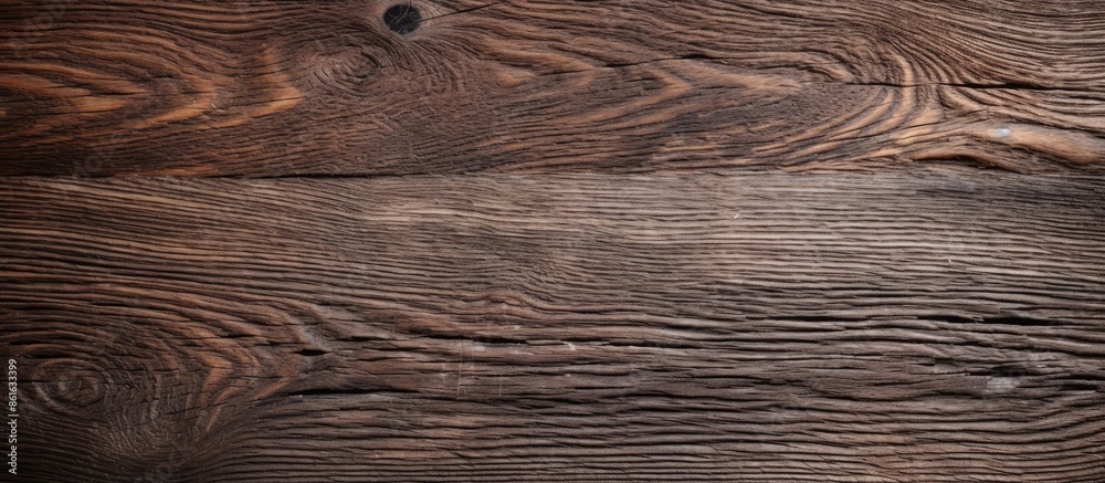 Aufkleber Aged dark wood surface with a natural pattern, rough and weathered. Top view with copy space image available.