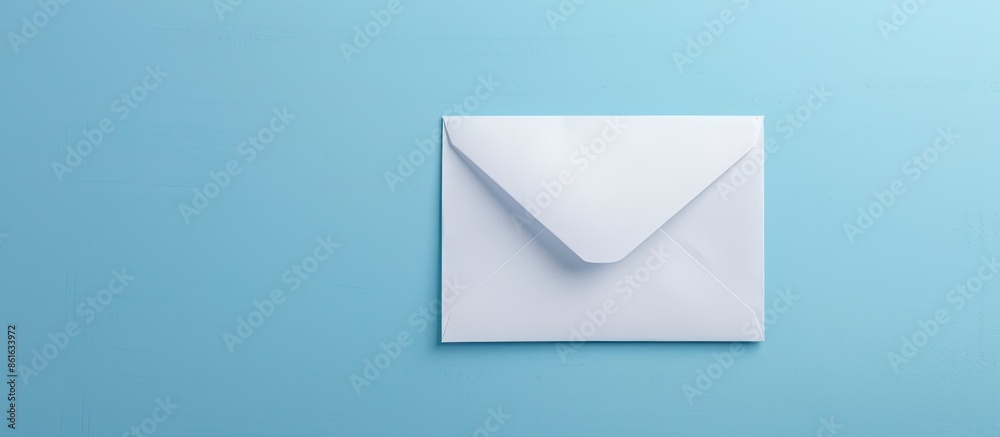 Poster a white envelope and email address symbol on a blue background, featuring copy space image for email