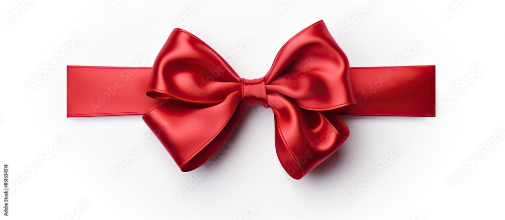 Poster A bow featured against a plain white backdrop, providing space for adding text or other elements in the image. with copy space image. Place for adding text or design