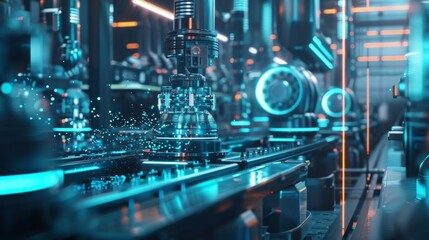 Fototapeta premium In a manufacturing plant inventory levels are automatically updated in realtime through a 5Gconnected system allowing for efficient supply chain management and justintime production.