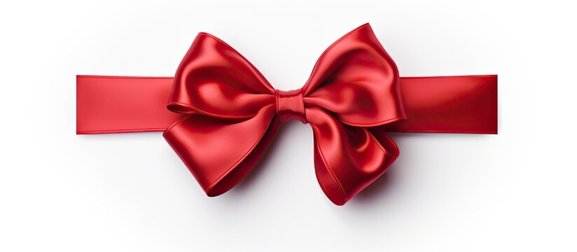 A bow featured against a plain white backdrop, providing space for adding text or other elements in the image. with copy space image. Place for adding text or design