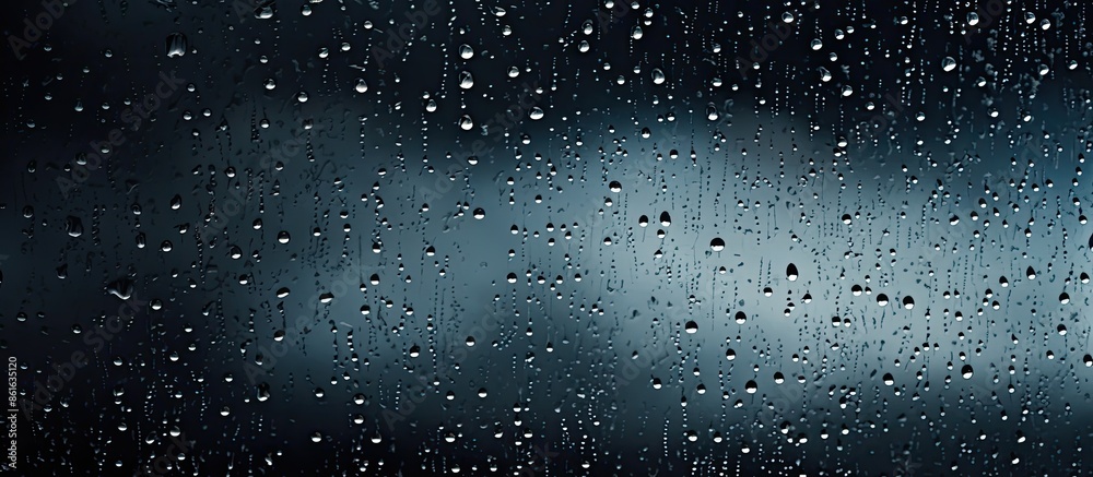 Poster raindrops on glass against a dark backdrop with copy space image.