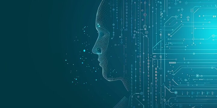 AI clash in futuristic vector illustration with blue background. Technology battle concept.